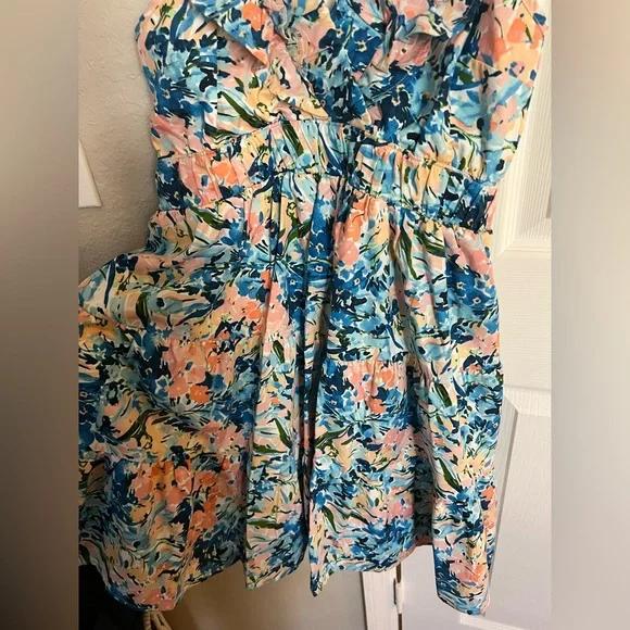 Abercrombie & Fitch Blue and Pink Floral Mini Dress size small - Picture 3 of 6